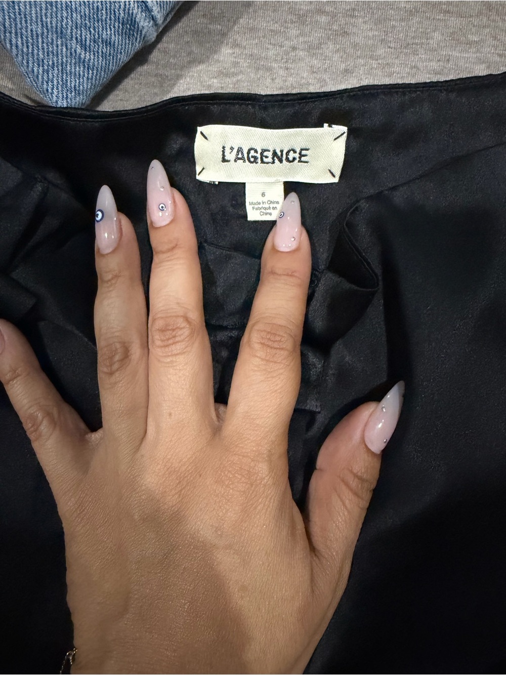 L'AGENCE Black Satin-Look pants